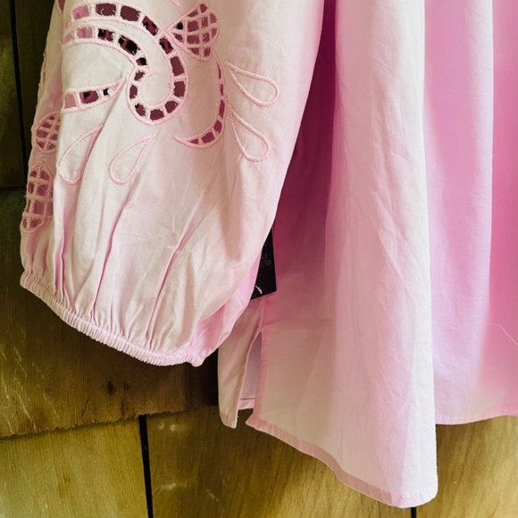 Vince Camuto Plus Size Cotton Embroidered Puff Sleeve Top, Pink Horizon 1X - Picture 11 of 11